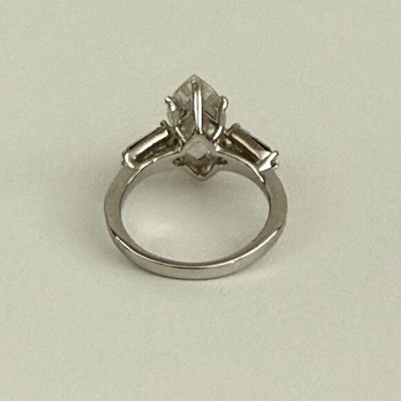 Diana Creations Ring Size 6 Marquise Baguette 10K HGE White Gold Electroplate - Picture 6 of 13